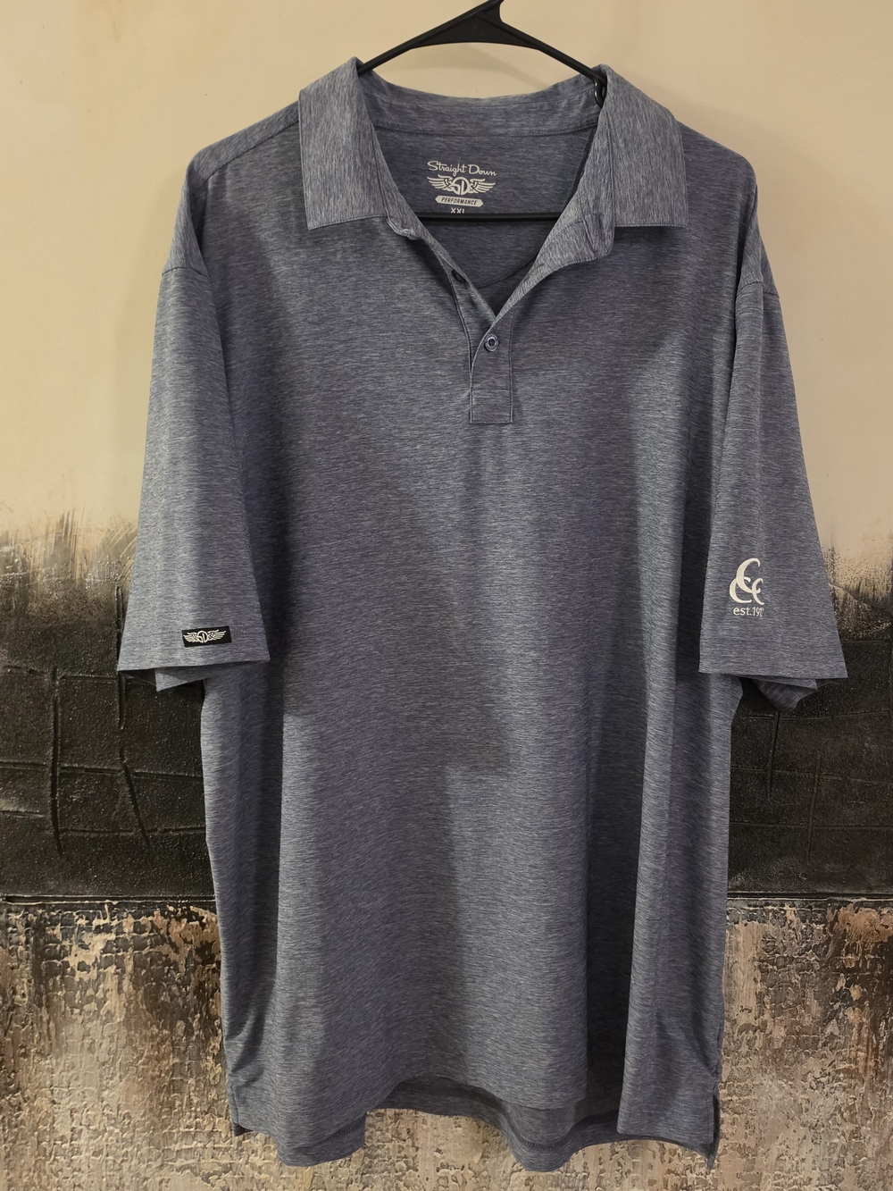 NWOT Straight Down Men's Heather Navy Performance Polo/Golf